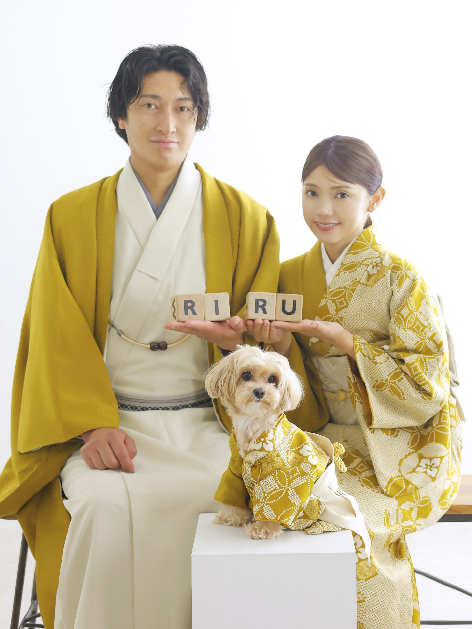 ワンちゃんとパパママお揃い着物